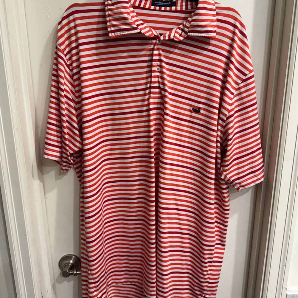 Southern Marsh Red and White Polo Shirt Classic Stripes